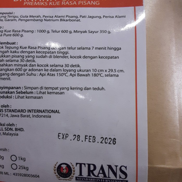 

SALE !!! TRANS BANANA CAKE MIX 500 GRAM TEPUNG PREMIX INSTANT READYY
