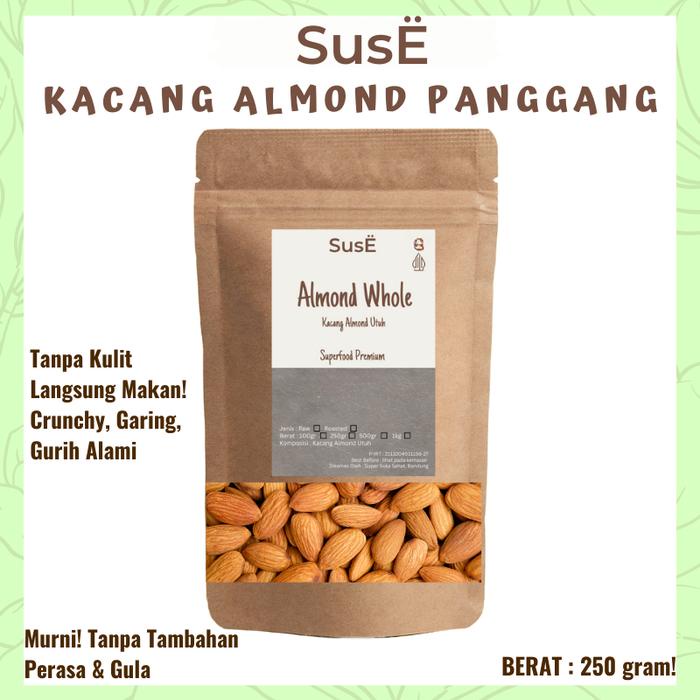 

Suse Kacang Almond Panggang 250gram Alami Bebas gula Food Snacks
