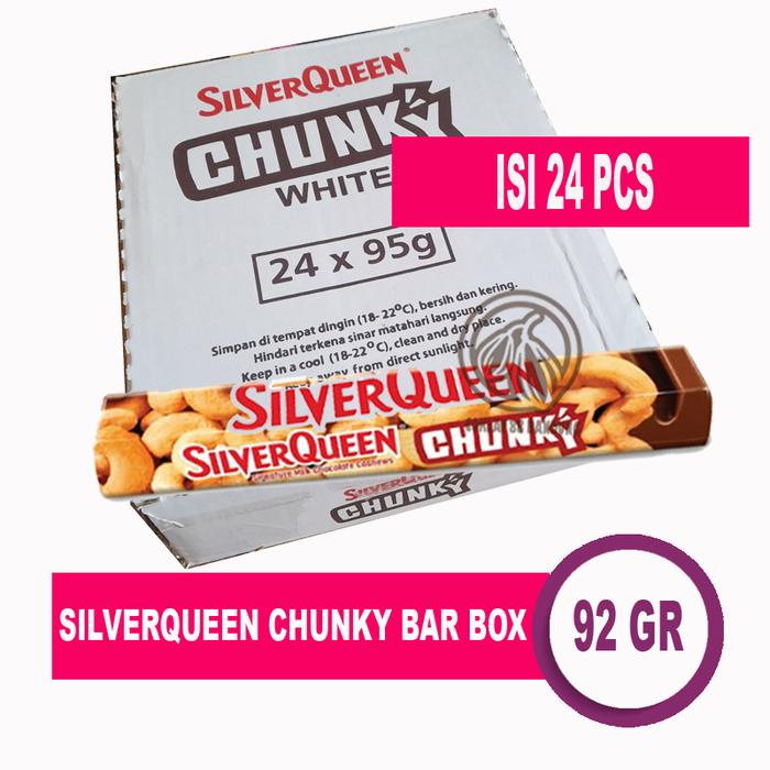 

SilverQueen Chunky Bar 95gr X 24 pcs Cokelat, Coklat SIlver Queen Chungky Bar Isi 24 pcs X 95 gr