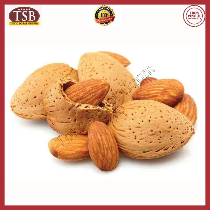 

Kacang Almond Cangkang Kulit Panggang 1kg Roasted Rasa Susu Matang Siap Makan