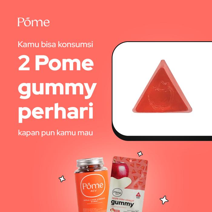 

Pome ACV Gummy Cuka Apel 2500mg - Botol Isi 60 dengan Rasa Manis dan Pomegranate - Candy Mint