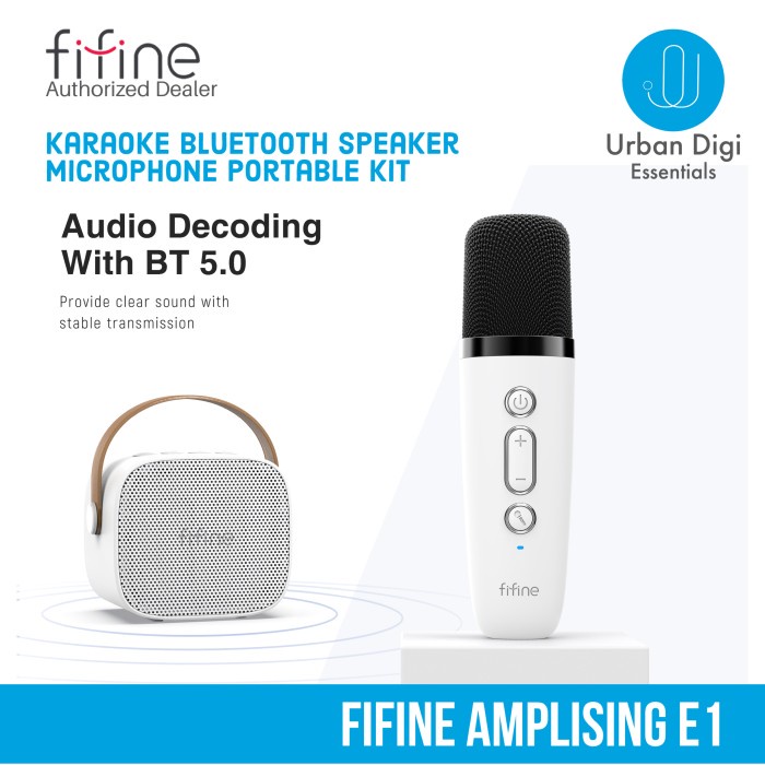Fifine E1 - Portable Karaoke Wireless Microphone with Speaker