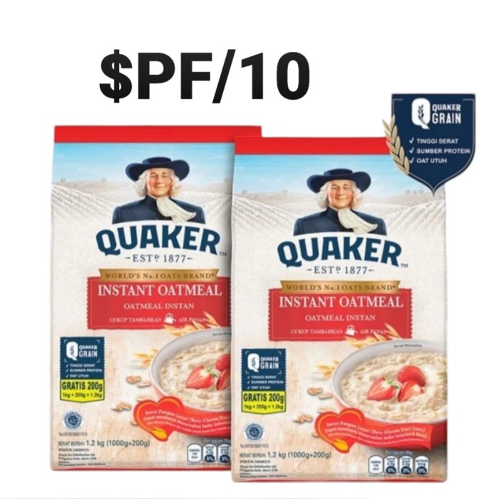 

Terbaru!! Quaker Instant ($Pf) Oatmeal 1,2Kg Twin Pack Packing Aman