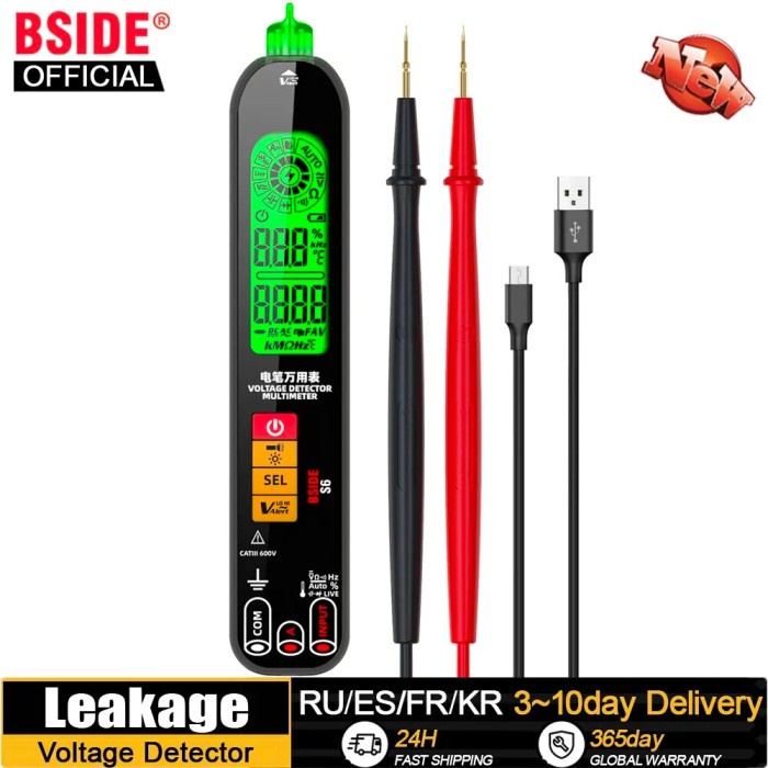 BSIDE Digital Multimeter Pen Type Smart multitester Auto Range DC AC
