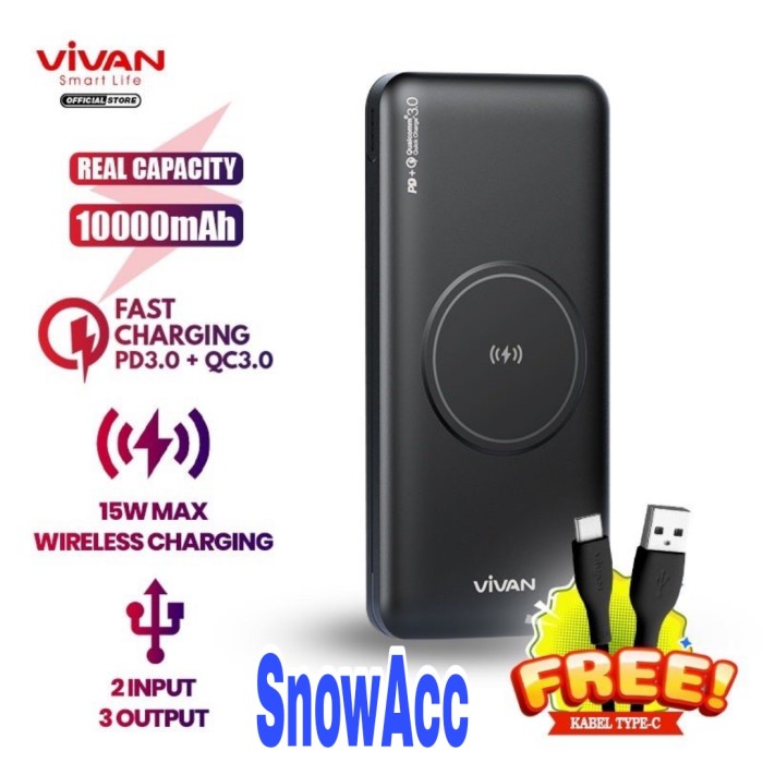 VIVAN WIRELESS POWER BANK 20W Quick Charge PD VPB-W11