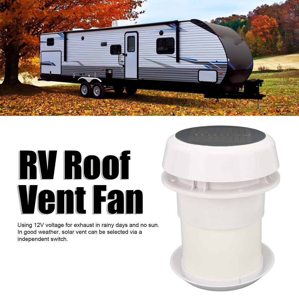 Solar Roof Exhaust Fan DC12V RV Roof Exhaust Fan Noiseless Solar Powered Vent for Campers Ships Yach