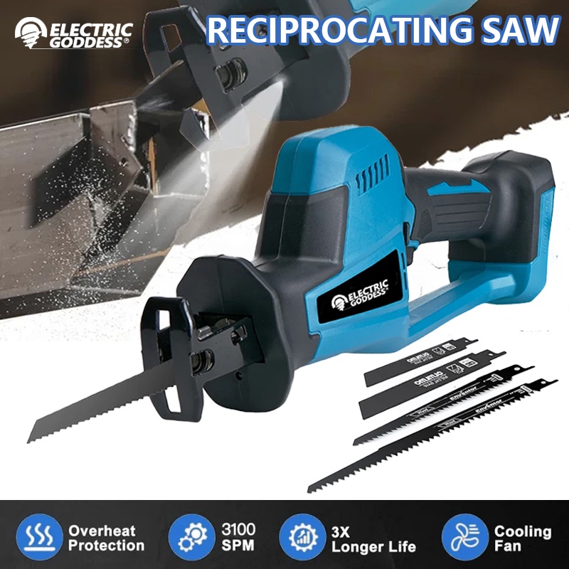 Cordless Electric Reciprocating Saw Band 4 Saw Blades Wood Metal Cutting Saw Portable Saw Power Tool