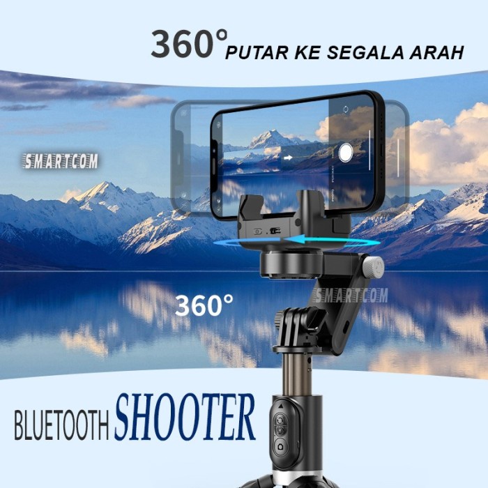 Gimbal Stabilizer Hp L09 Selfie Stick Tripod Shooter Lampu Smartphone