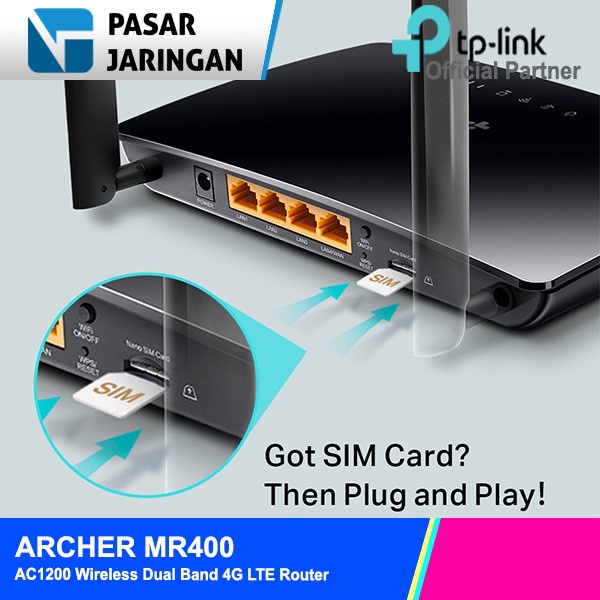 TP-LINK ARER MR400 AC1200 Wireless Dual Band 4G LTE Router