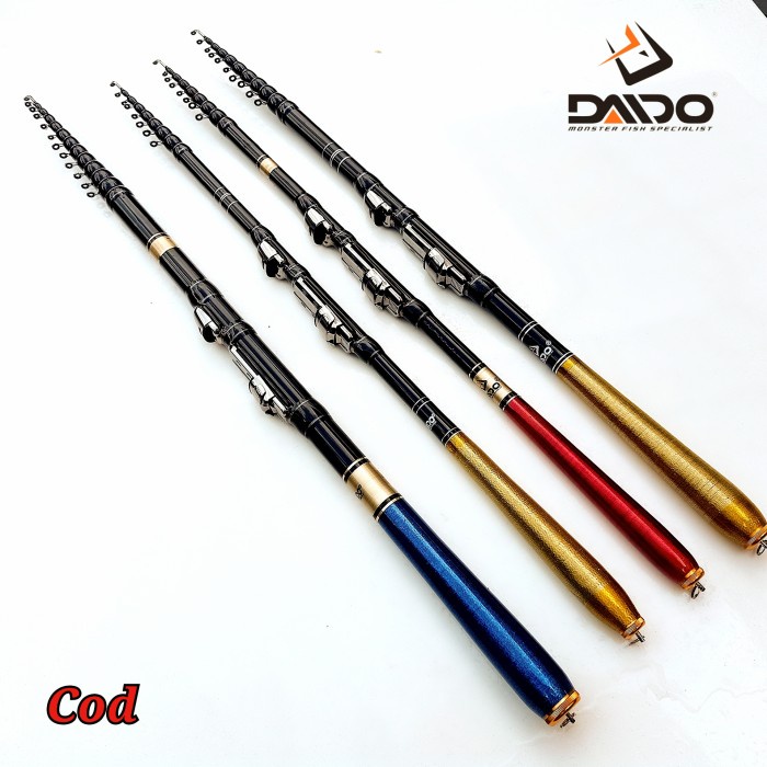 Tegek Custom Carbon ruas pendek 300cm + Reel