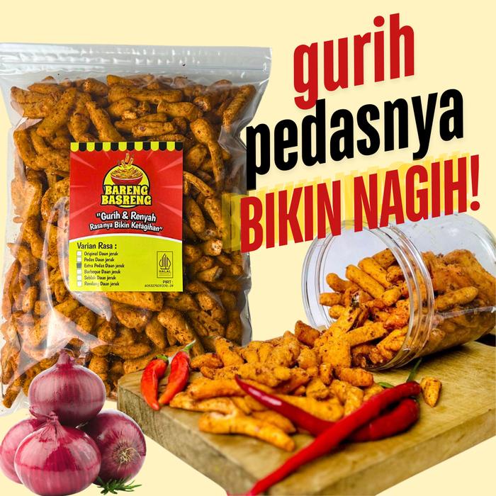

Basreng Daun Jeruk Renyah Pedas Extra Pedas Original 1 KG - Makanan Ringan Khas Indonesia - Goreng