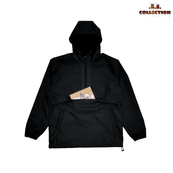 JAKET CAGOULE POLOS/CAGOULE JAKET POLOS ORIGINAL PRIA/WANITA BISA COD HITAM