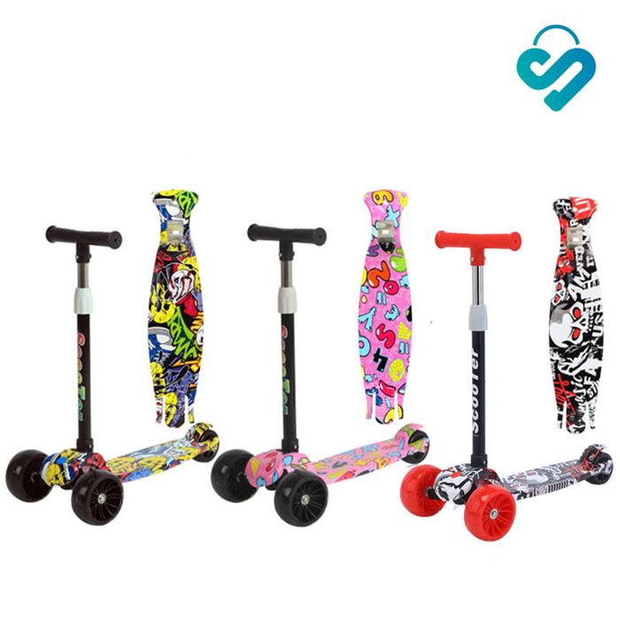 Terbaru [Shs] Scooter Anak 3 Roda Skuter Anak Otoped Mainan Anak Roda Lampu Led Plastik Rangka Besi