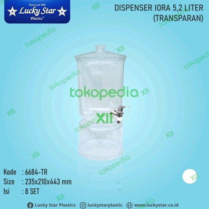 LUCKY S IORA Water Drink Jar 5,2 Liter Dispenser Air Plastik