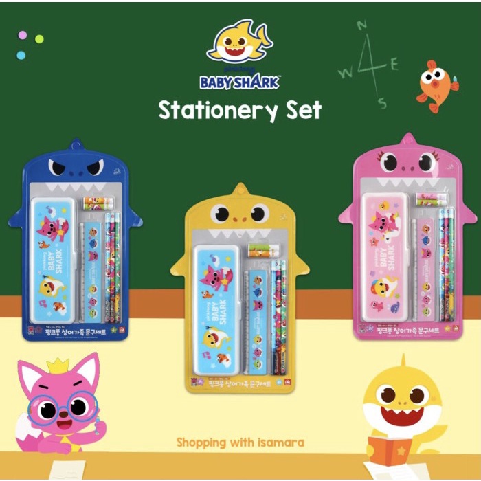

Pinkfong Baby Shark Stationary Set (Pencil case, ruler, pencil Kode 277