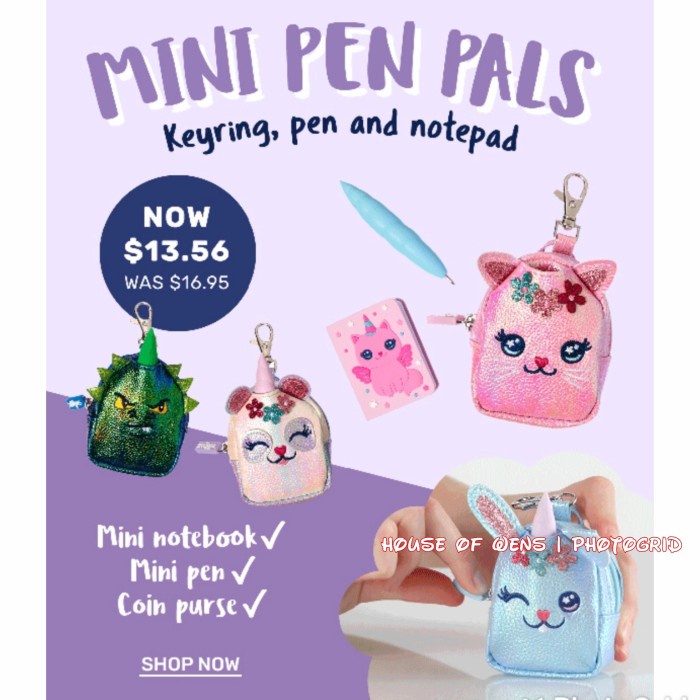 

SMIGGLE MINI PEN PALS ORIGINAL - KEYRING NOTEBOOK AND PEN Kode 1306