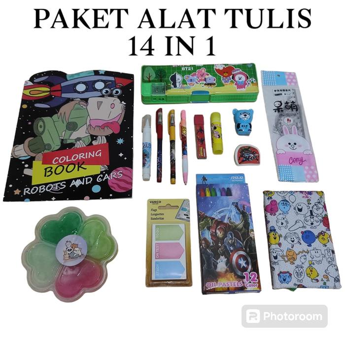 

PAKET ALAT TULIS / STUDY SET 14 IN 1 FREE SLIME Kode 1031