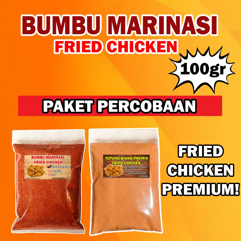 

HJE PAKET PERCOBAAN BUMBU MARINASI FRIED CHICKEN 100 gram / TEPUNG BIANG AYAM KENTUCKY by DAPOER