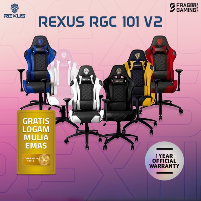Rexus Gaming Chair / Kursi Gaming RGC 101 White / Putih V2 RGC101 Unit Baru / Segel