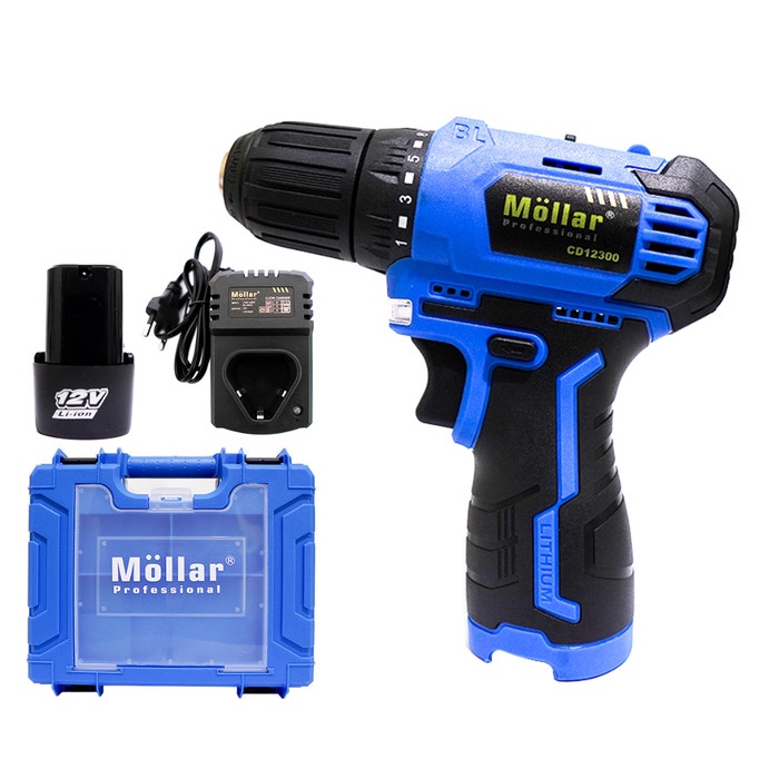 MOLLAR CD12300 Mesin Bor Baterai Brushless 12V Cordless Drill