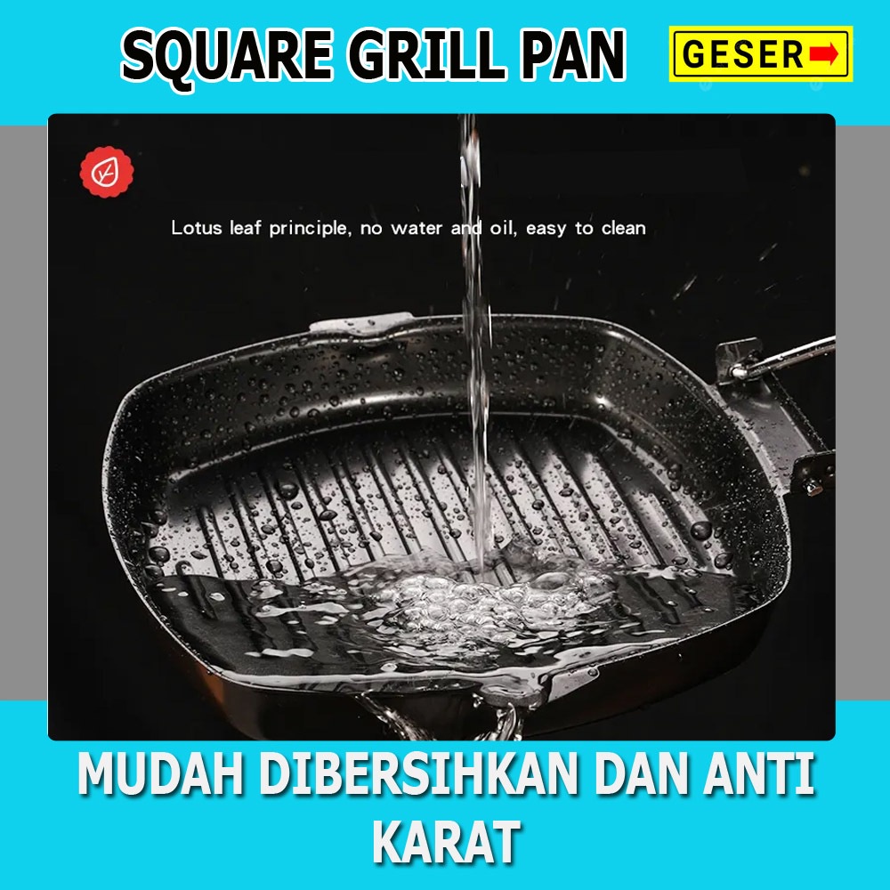 HJE Pemanggang Square Grill Pan 20cm / Alat Panggang Grill Pan 20cm