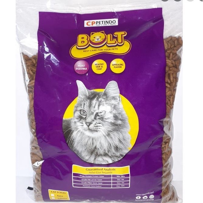 

Makanan kucing Bolt Repack 1kg bentuk ikan
