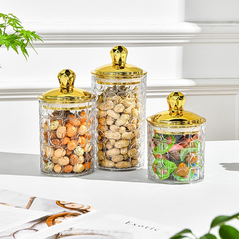 

[COD] 900ML/1200ML/1500ML 1SET 3PCS Toples Mewah Aesthetic/Toples Snack Emas/Toples Hari