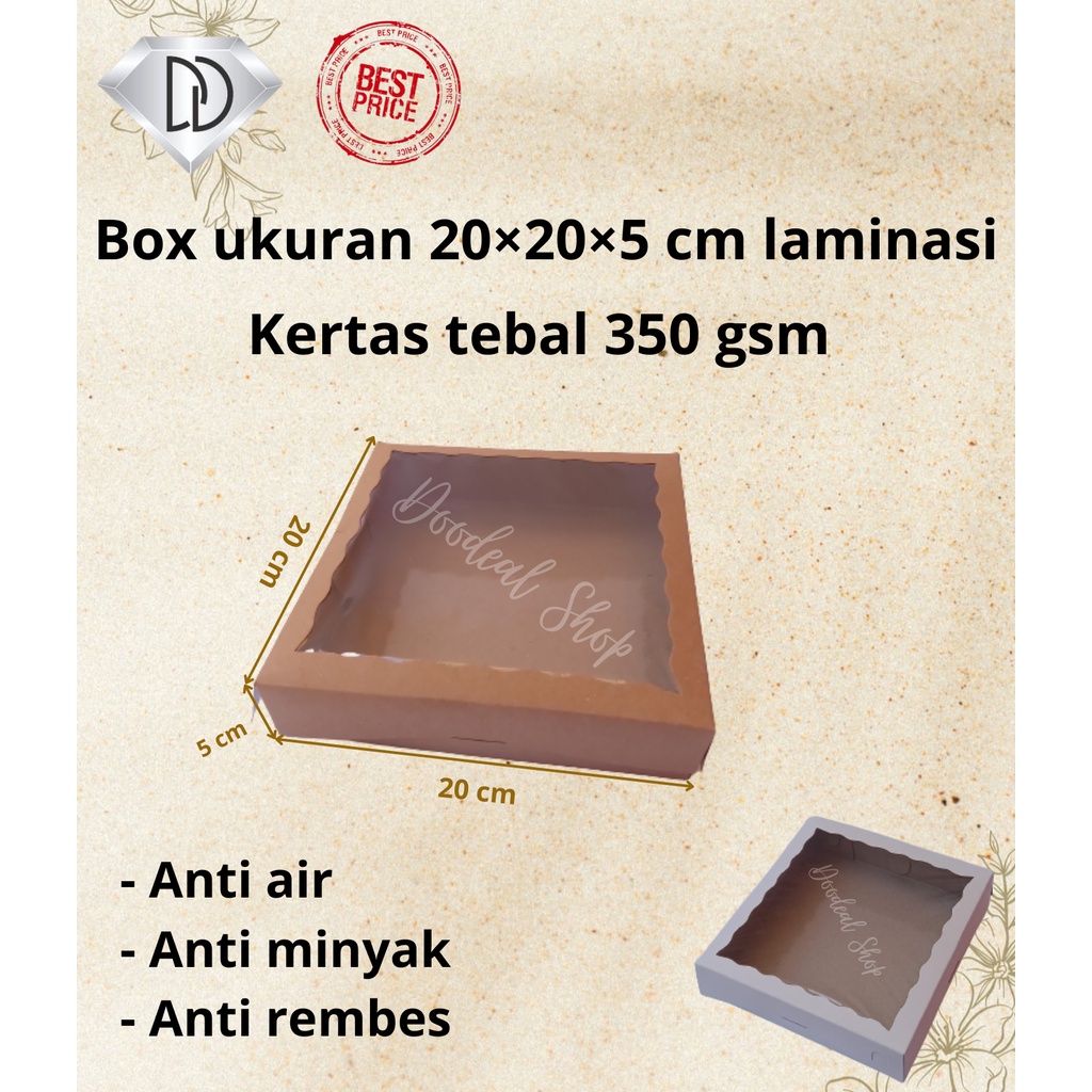 

DUS KUE BROWNIES (1 PAK = 10 PCS) Uk 20x20x5 cm. Laminasi dalam, dus kue COD DUS KUE 20X20 DUS DONAT