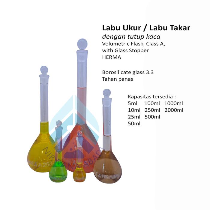 JTTOP" LABU UKUR 250ML HERMA KLAS A TUTUP KACA, VOLUMETRIC FLASK CLASS A GLASS STOPPER