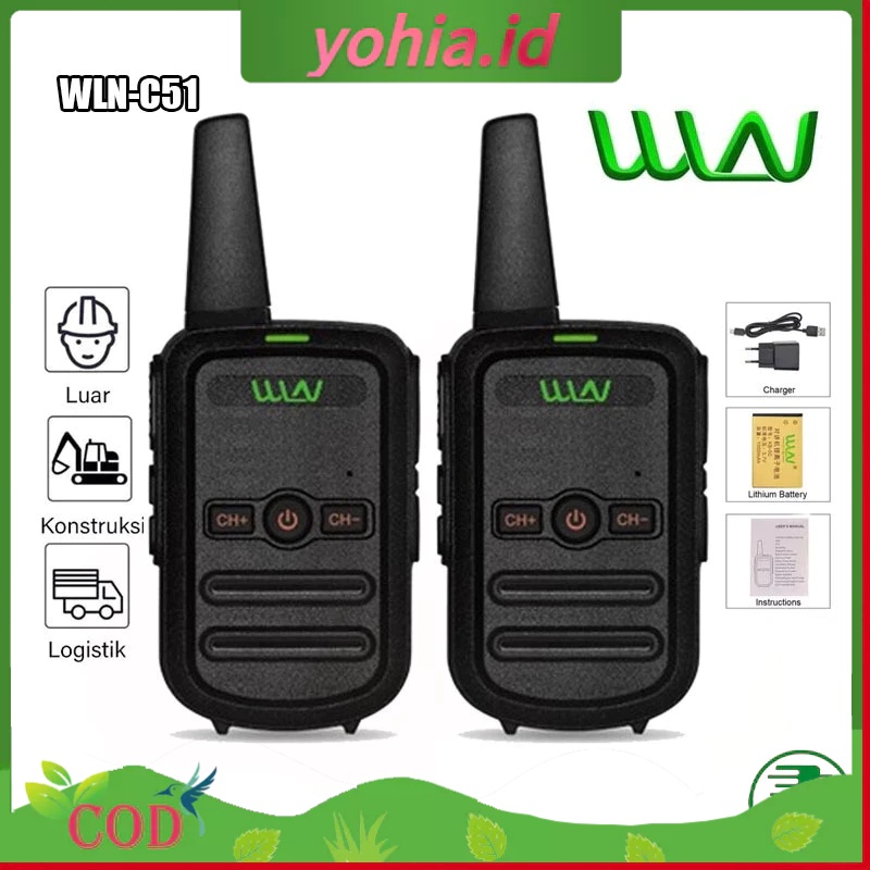 Harga Minimum COD HT WLN-C51 HT sipil daya tinggiMini Wln Two-Way Radio Walkie Talkie 2 unit