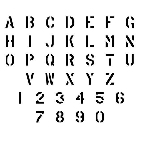 Alphabet Stencil, Stencil Huruf dan Angka