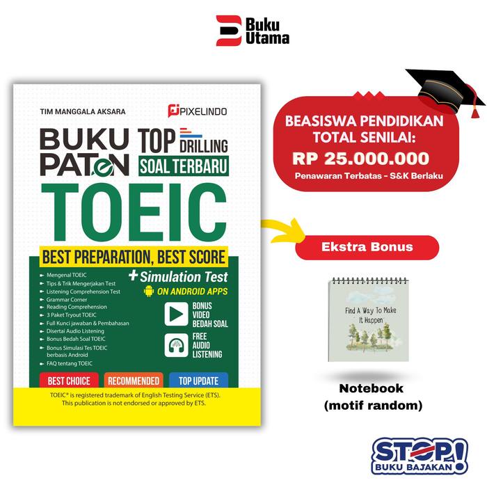 

Buku Paten Best Preparation Toeic (Lengkap Dengan Materi, Drilling Soal Dan Audio Listening) Soft