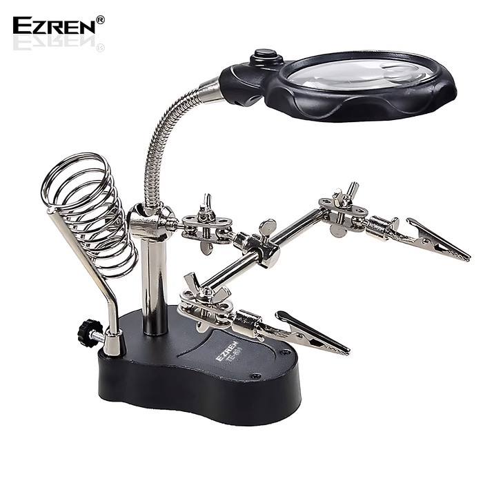 

Ezren Te-801 Kaca Pembesar Penjepit Pcb + Lampu Holder 3.5X 12X Aaa