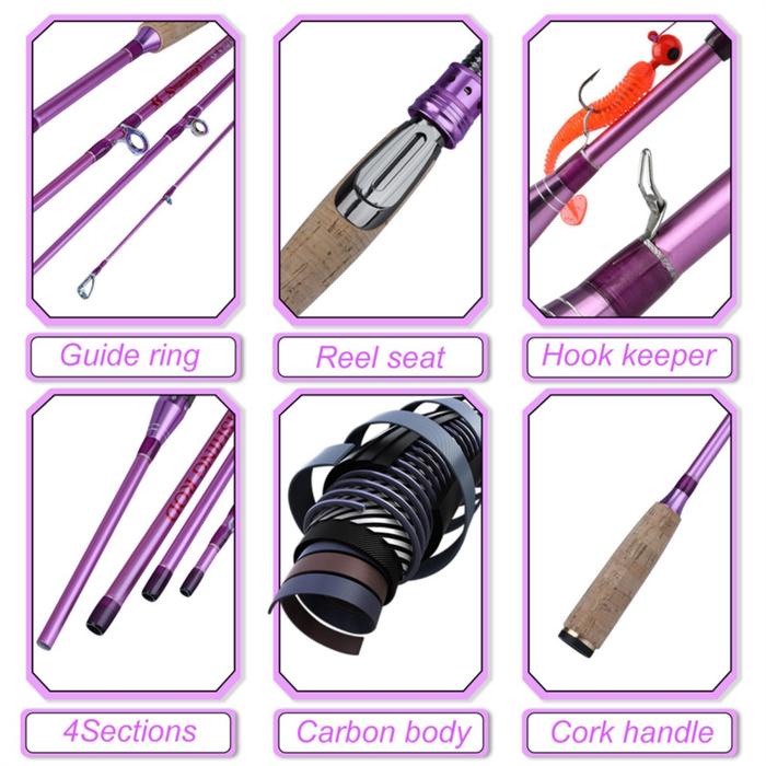 Terbaik Sougayilang Joran Pancing Fiber Karbon 210Cm 4 Bagian 6-12Lb Joran Bc Joran Spinning