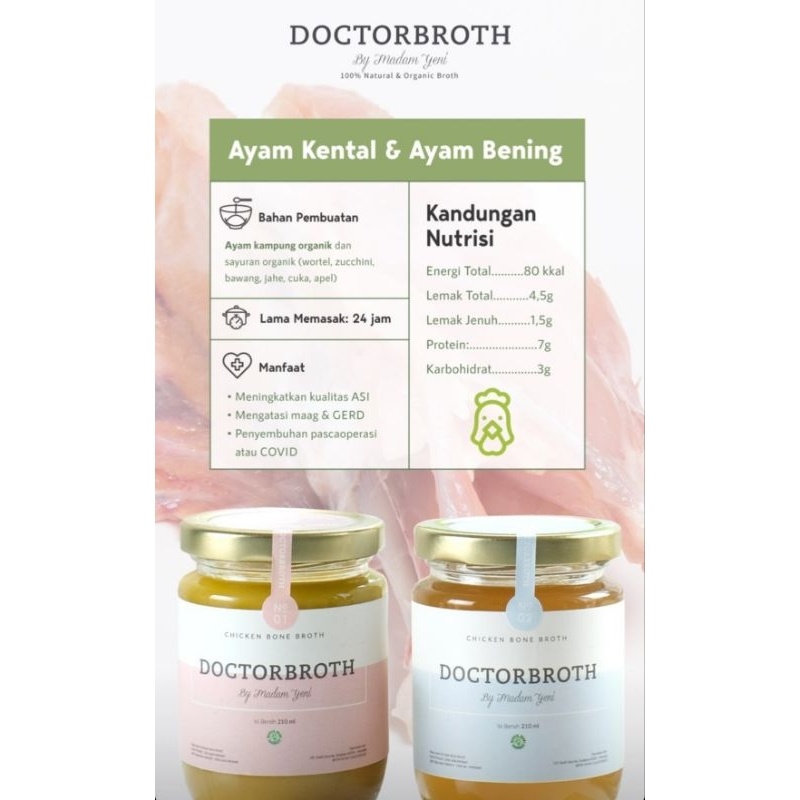 

HJE Ready, Organic Chicken bone broth Kental, Doctor Broth Bogor