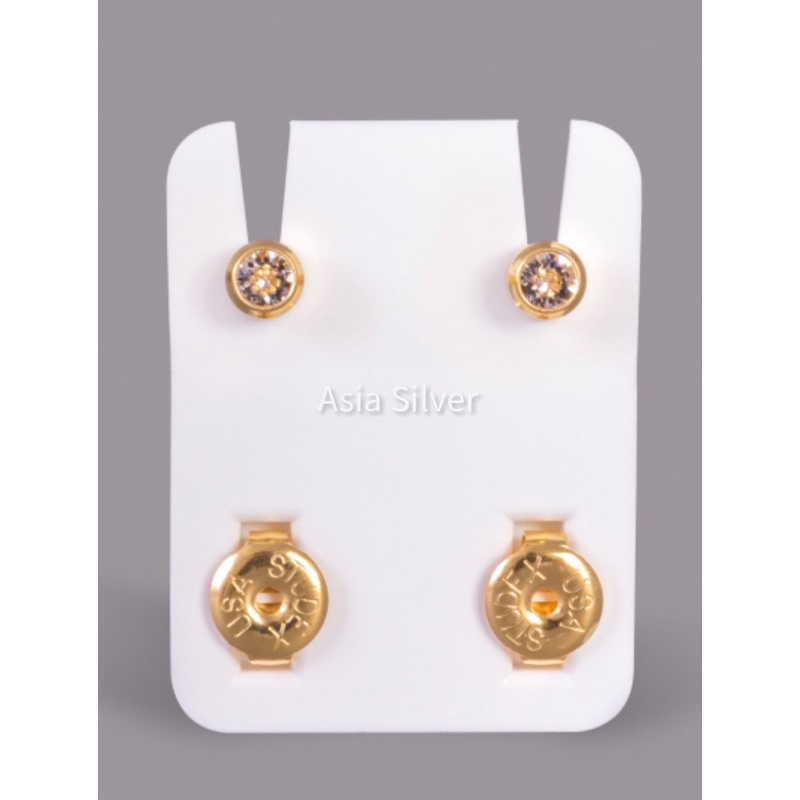 Anting STUDEX Tindik Bayi & Dewasa Gold dan Silver Ukuran Mini Mata Putih Asli USA Per Pcs - Anting