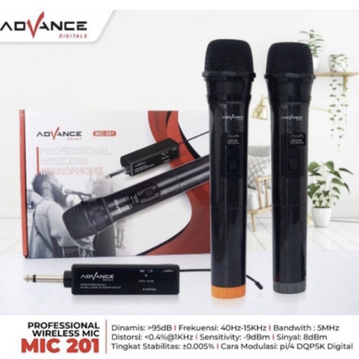 Mic Double Wireless / Microphone Wireless Advance 201 Free Cover Mic