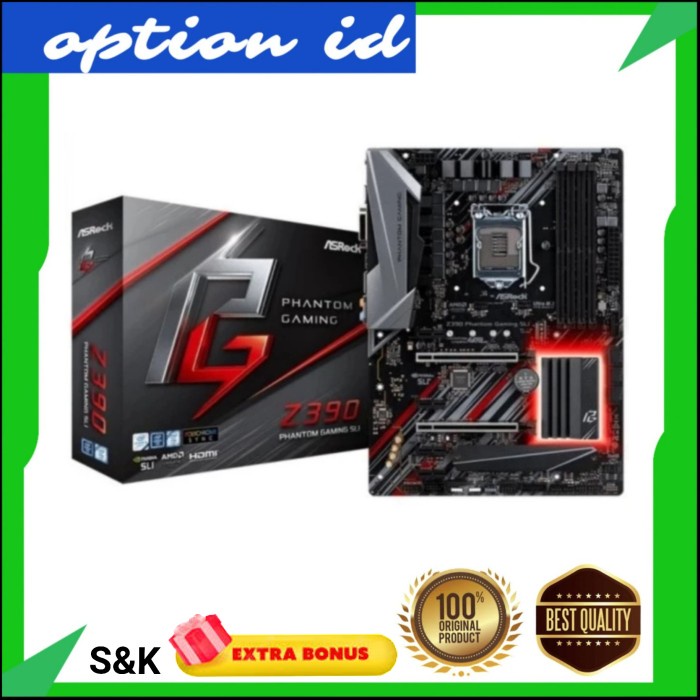 Motherboard INTEL ASRock Z390 Phantom Gaming SLI LGA 1151 DDR4 Unit Baru / Segel