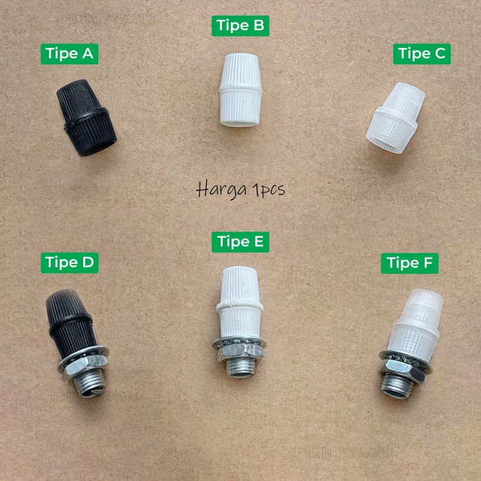 Ikatan Kabel Pendek Jepitan Mur + Drat As + Mur Ring Tajam Baut Sparpart Sepasang Lampu Gantung Kop
