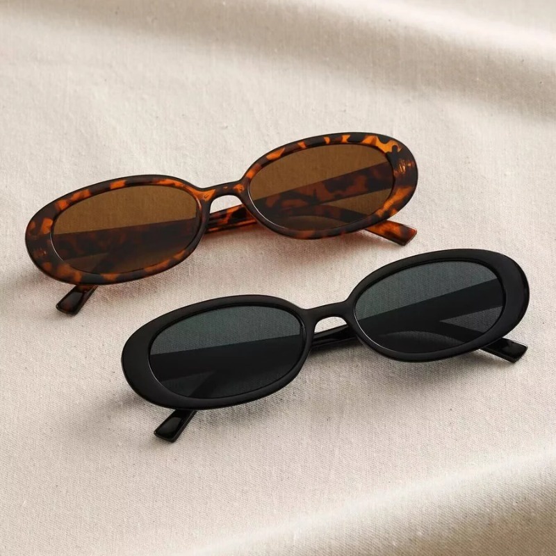 Vintage Oval Sunglasses Women Luxury Brand Designer Small Oval Sun Glasses Retro Black Red Glasses