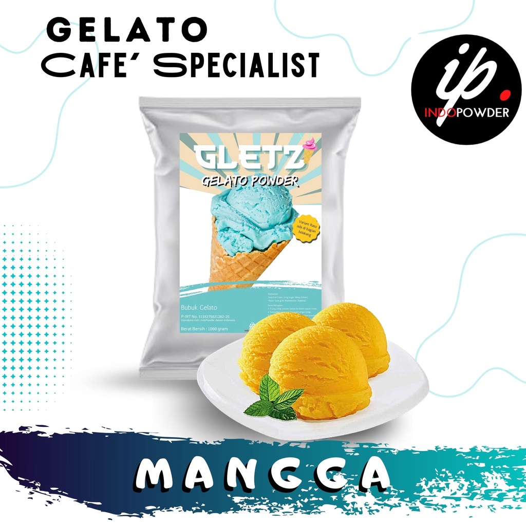 IP Kendal - Bubuk ES KRIM GELATO MANGGA 1Kg Untuk Cafe, Resto & Usaha Minuman