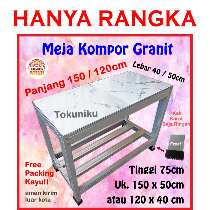 DISKON Meja Kompor 150cm 120cm Rak Besi 2 Susun Meja Dapur 150 cm 120 cm