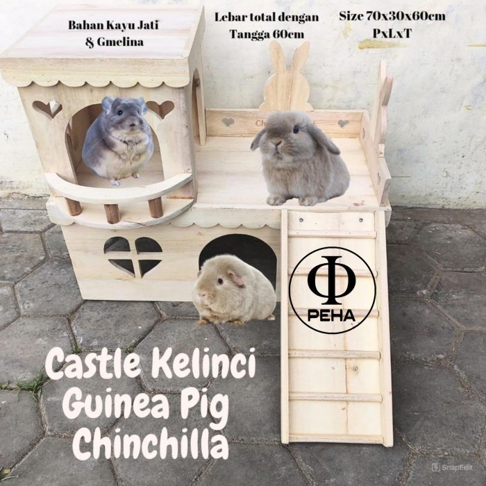Castle Kelinci Rumah Kelinci kayu Jati Kandang Kelinci Rumah Kelinci Gunea Pig inilla