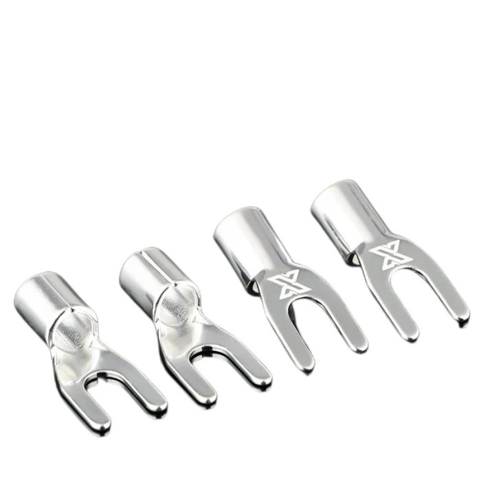 Pure Silver Y Speaker U Spade Plug DIY Power Cable Core Wiring Ground