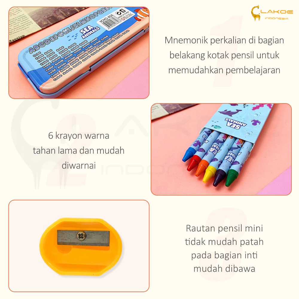 

iK! LAKOE Kotak Pensil Anak Set Stationery/Alat Tulis Kotak Pensil Karakter/Alat Tulis set Lengkap