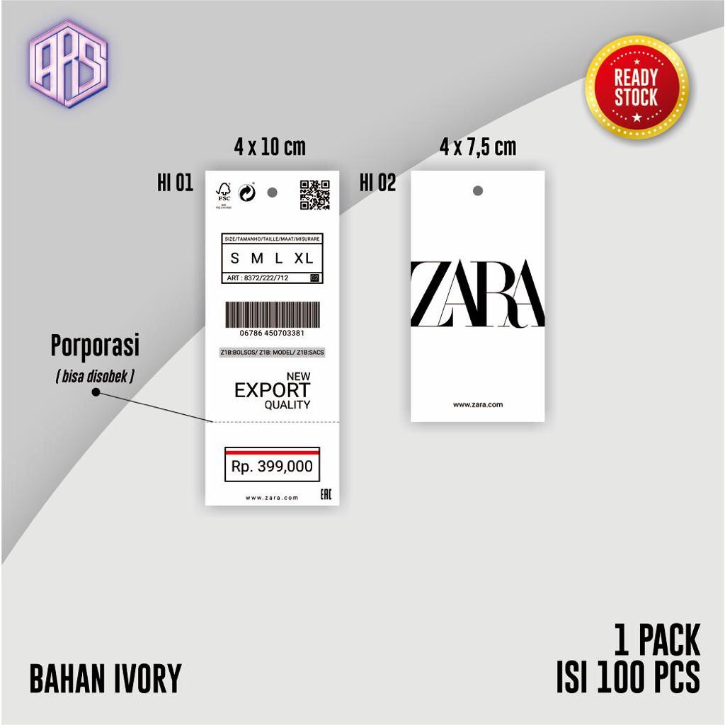 

IK! (100pcs) Hangtag Label Baju/ Hang tag Brand Import/ Hangtag Porporasi/ Hangtag Zara Gucci Dior