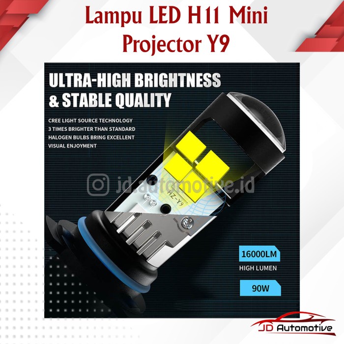 [Good] LED utama/foglamp Mobil Y9 Original Mini Projector H11