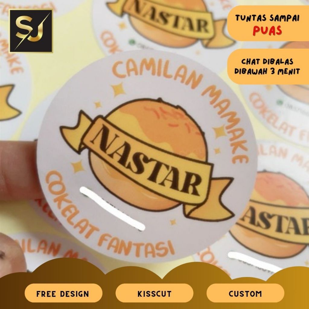 

IK! Cetak Stiker Custom Label Makanan Sticker Segel Kemasan Produk Kue Nama Botol Minuman Chromo