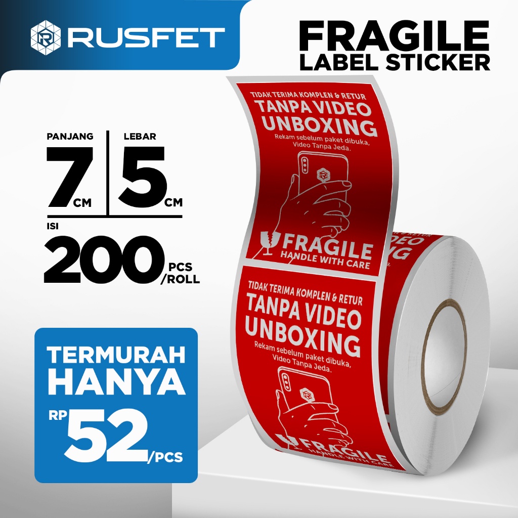 

IK! Stiker Unboxing 7x5cm Fragile Sticker Label Video Unboxing Per Roll