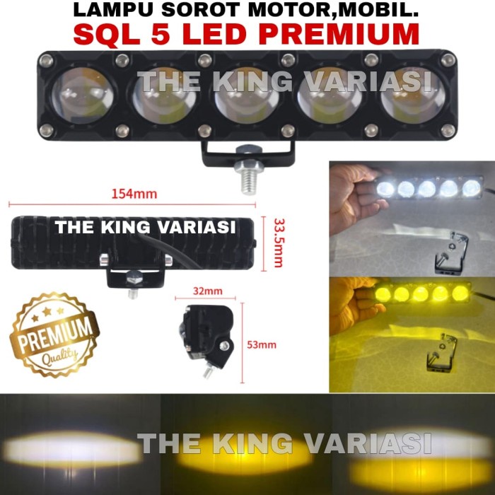 LAMPU SOROT SQL 5 MATA POLOS PREMIUM SUPER TERANG/ LAMPU SOROT MOTOR / LAMPU SOROT MOBIL / SQL 5 LED
